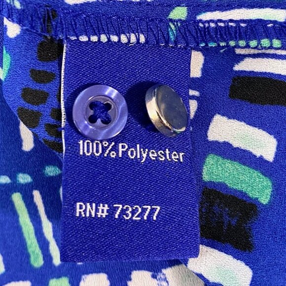 Apt. 9 Blouse Women's Sz 0X Blue Abstract Print Sleeveless Button-Up Top NEW - Picture 7 of 8